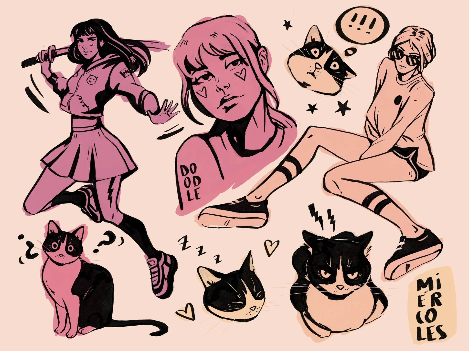 A colorful collection of illustrated characters filling the page.